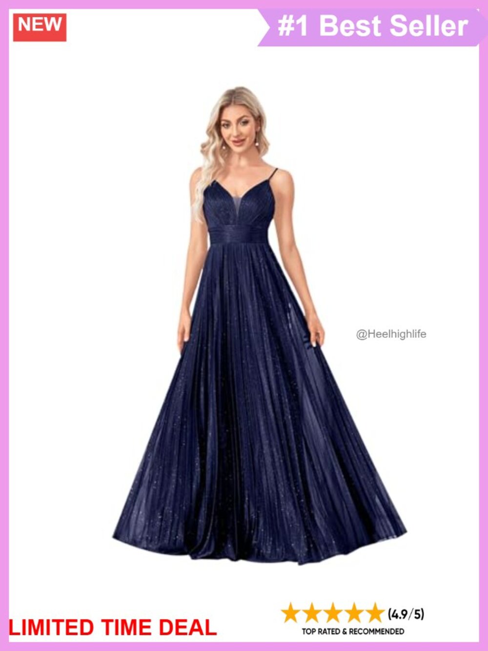 Sequin Backless Maxi Formal Dress Sleeveless Pleated Evening Gown